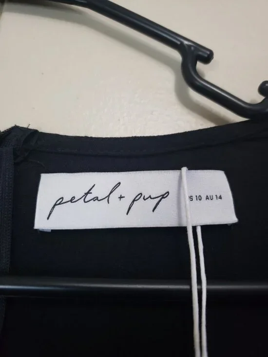 Petal & Pup Franklin Dress Women 10 Ebony Black Puff Shirt Sleeve Whimsigoth NWT - Picture 8 of 10